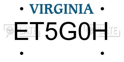 ET5G0H Virginia License Plate
