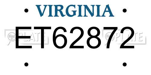 ET62872 Virginia License Plate