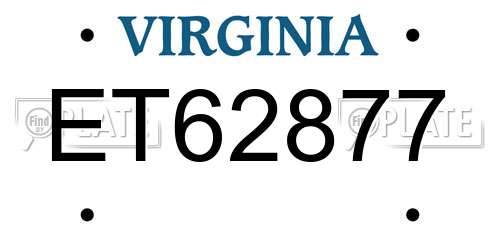 ET62877 Virginia License Plate
