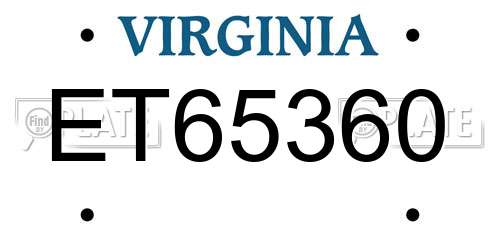 ET65360 Virginia License Plate