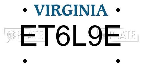 ET6L9E Virginia License Plate