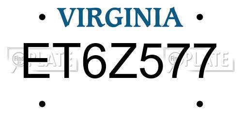 ET6Z577 Virginia License Plate