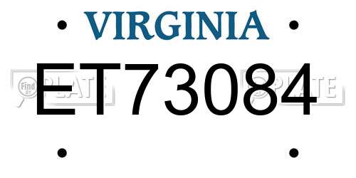 ET73084 Virginia License Plate