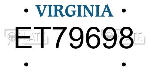 ET79698 Virginia License Plate
