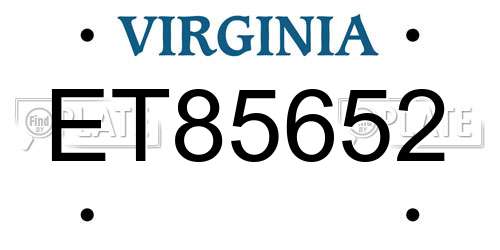 ET85652 Virginia License Plate