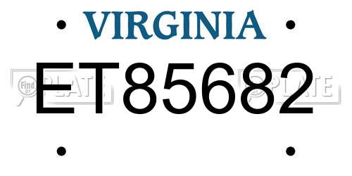 ET85682 Virginia License Plate