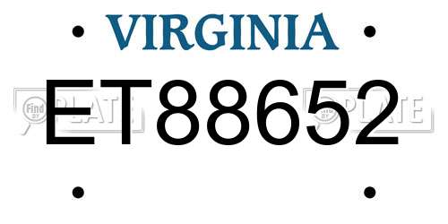 ET88652 Virginia License Plate