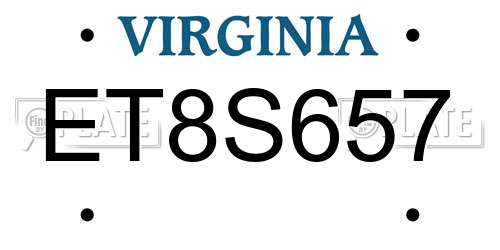 ET8S657 Virginia License Plate