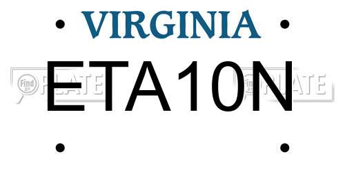 ETA10N Virginia License Plate
