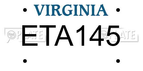ETA145 Virginia License Plate