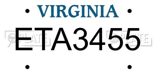 ETA3455 Virginia License Plate