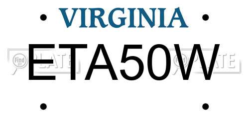ETA50W Virginia License Plate