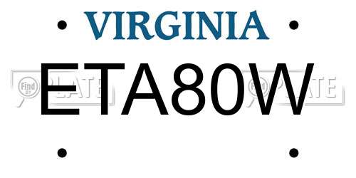 ETA80W Virginia License Plate