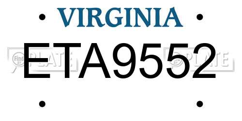 ETA9552 Virginia License Plate