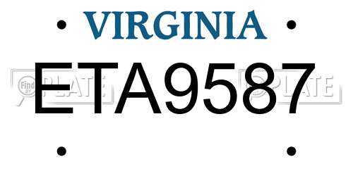 ETA9587 Virginia License Plate