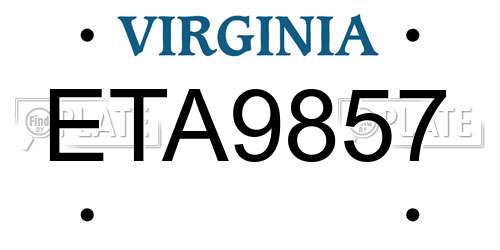 ETA9857 Virginia License Plate