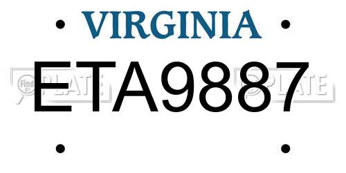 ETA9887 Virginia License Plate