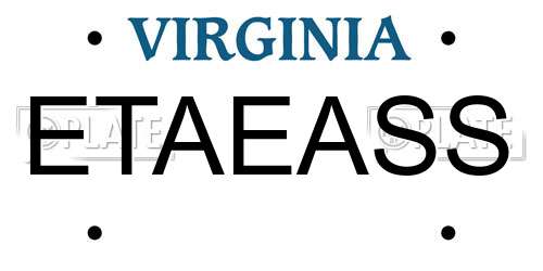 ETAEASS Virginia License Plate