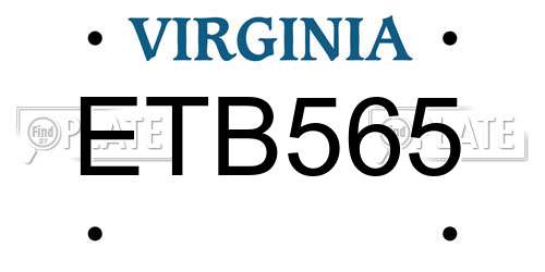 ETB565 Virginia License Plate