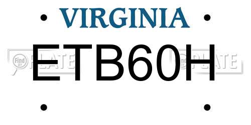 ETB60H Virginia License Plate