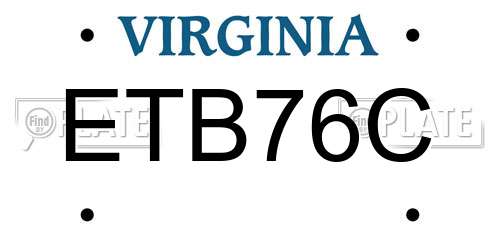 ETB76C Virginia License Plate