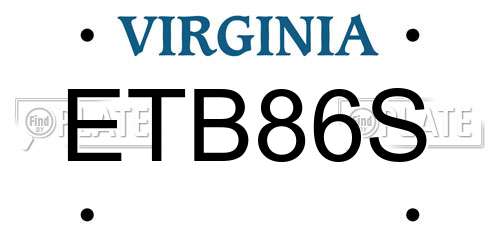 ETB86S Virginia License Plate