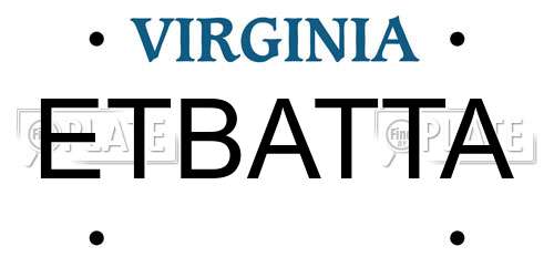 ETBATTA Virginia License Plate