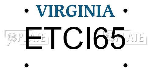 ETCI65 Virginia License Plate