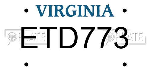 ETD773 Virginia License Plate