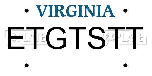 ETGTSTT Virginia License Plate