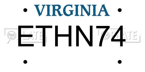 ETHN74 Virginia License Plate