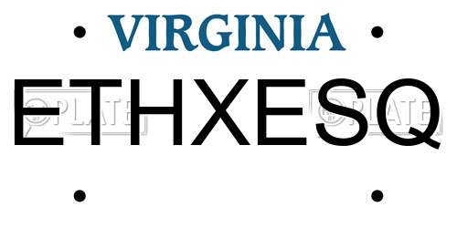 ETHXESQ Virginia License Plate