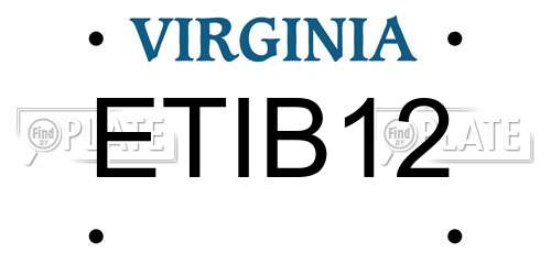 ETIB12 Virginia License Plate