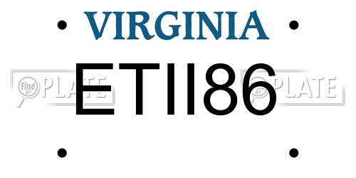 ETII86 Virginia License Plate