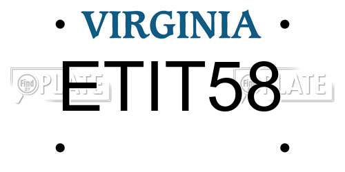 ETIT58 Virginia License Plate