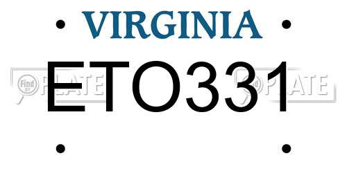 ETO331 Virginia License Plate