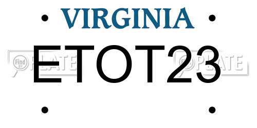 ETOT23 Virginia License Plate