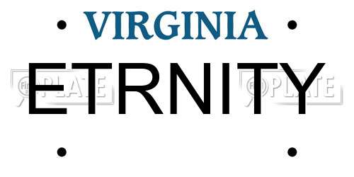 ETRNITY Virginia License Plate