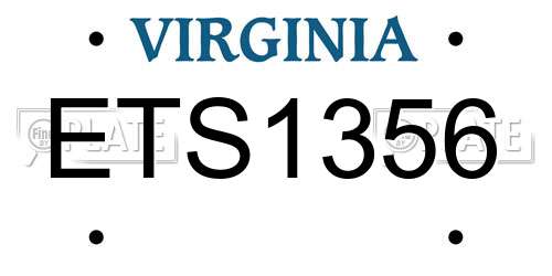 ETS1356 Virginia License Plate