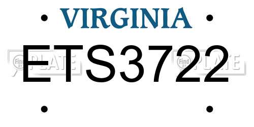 ETS3722 Virginia License Plate