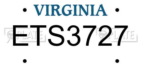 ETS3727 Virginia License Plate