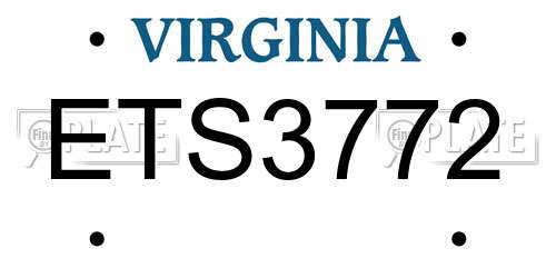 ETS3772 Virginia License Plate
