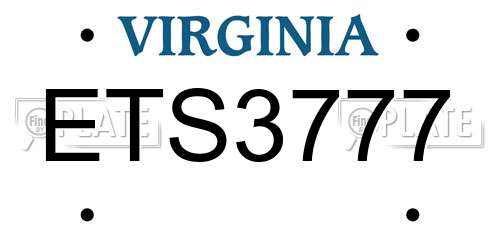 ETS3777 Virginia License Plate