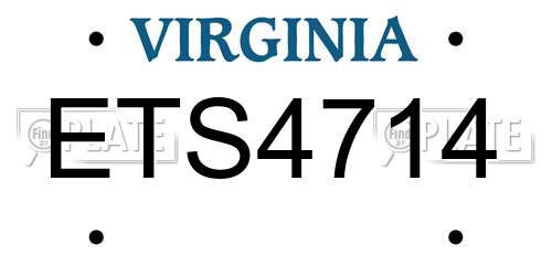 ETS4714 Virginia License Plate