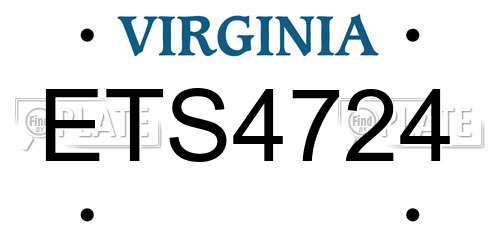 ETS4724 Virginia License Plate