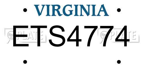ETS4774 Virginia License Plate