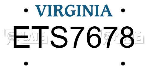 ETS7678 Virginia License Plate