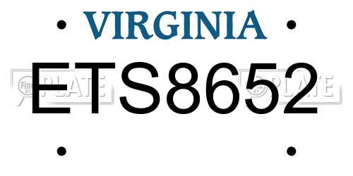 ETS8652 Virginia License Plate