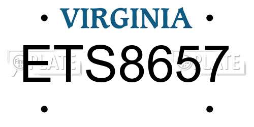 ETS8657 Virginia License Plate