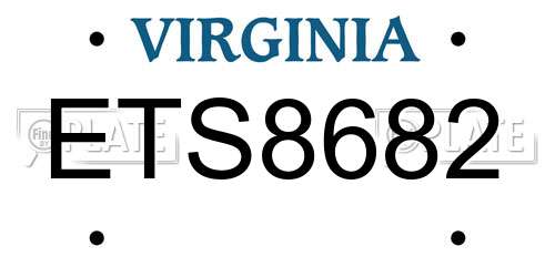 ETS8682 Virginia License Plate